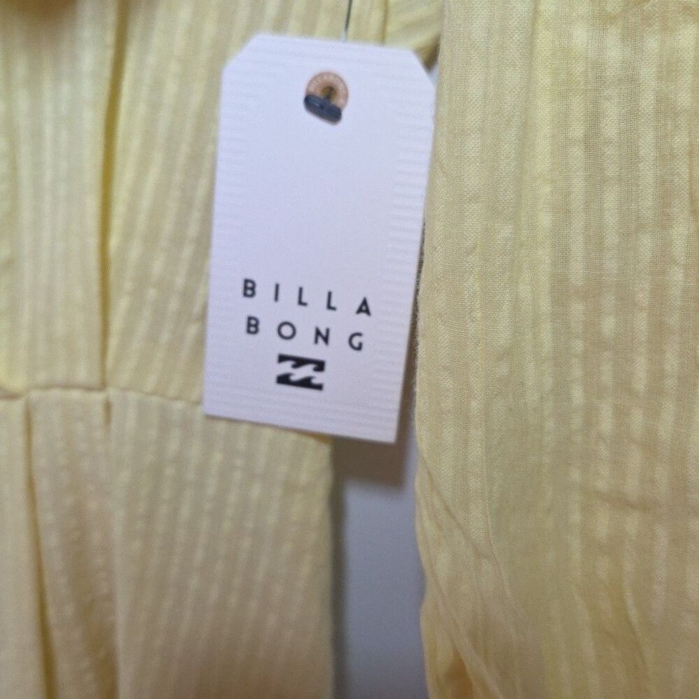 NWT New Billabong Women's sz L Sun Valley Button Front Seersucker Romper Sunbeam - Picture 6 of 7
